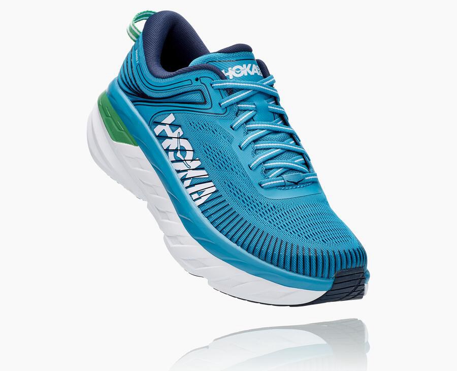 Zapatillas Running Hoka One One Hombre - Bondi 7 - Azules/Blancas - WJH491065